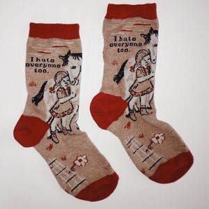 Blue Q funny long socks “I hate everyone too”